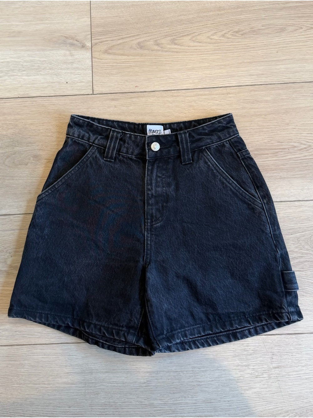 Princess Polly Black High-Rise Denim Shorts